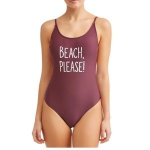 No Boundaries Beach Please One Piece Swimsuit Berry Stone Size Large